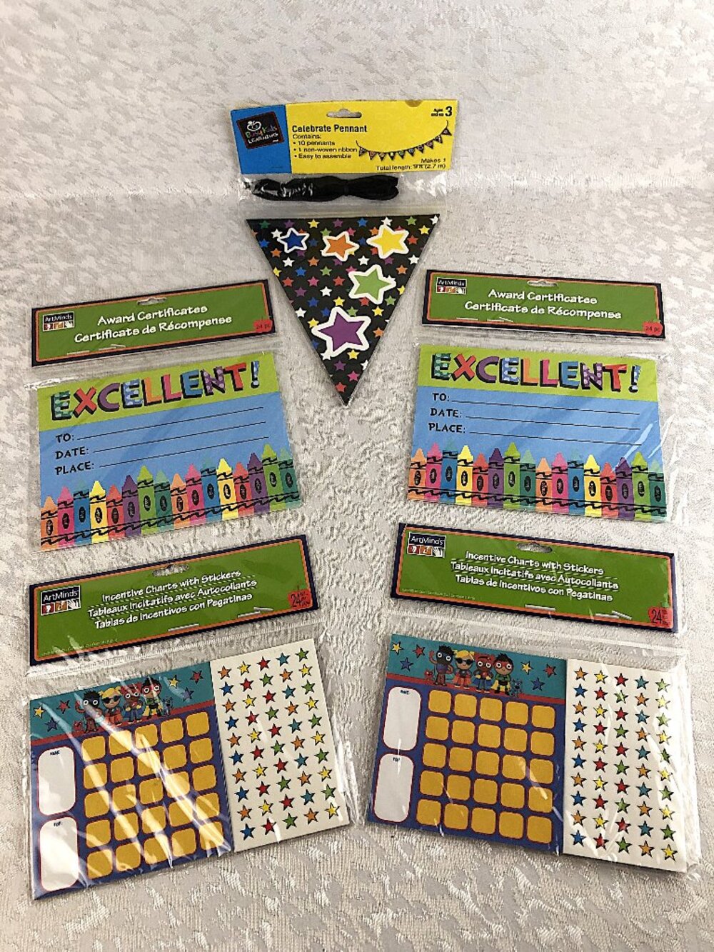 Celebrate Pennant Banner + Award Certificates + Incentive Sticker Charts NWT
